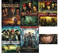 Pirati dei Caraibi 5 DVD Collection One 1 Two 2 Three 3 Four 4 Five 5 Johnny Depp include carta del tesoro con stampa lucida bordo smerlato