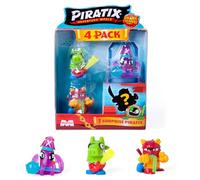 PIRATIX ADVENTURE WORLD Shark Treasure Series, confezione da 4, contiene 4 Piratix, 1 "Crystal e 1 sorpresa e 4 accessori Crystal