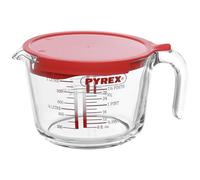 PIREX - Caraffa Graduata In Vetro Borosilicato, Con Coperchio Rosso