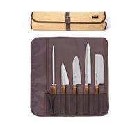 Pirge Set di coltelli da cucina Titanium, 5 pezzi: Santoku, Nakiri, Yanagiba, Honesuki - Borsa arrotolabile inclusa