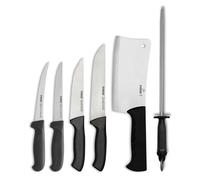 Pirge Set di coltelli da macellaio, 6 pezzi: coltelli da macellazione - coltello per disossare - acciaio per affilare - coltelli da cucina professionali in acciaio inossidabile