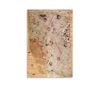 Piri Reis, mappa dell'Impero ottomano, mappa vintage, grande mappa da parete, mappa del mondo antica, stampa con vecchia mappa, colore nero, 50 x 75 cm