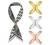 Piriuuo 3 anelli per sciarpe da donna, in argento dorato, clip per sciarpe, fibbie in metallo, per sciarpe di seta, spille, scialle, fermagli, accessori per magliette, fazzoletti da collo