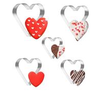 Piriuuo 5 formine per biscotti a forma di cuore, in acciaio inox, a forma di cuore, 5 diversi formine per biscotti, per San Valentino, per il fai da te