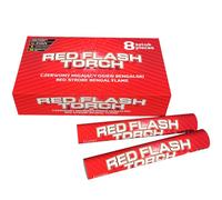 PIRO89 - Torcia Rossa Strobo 8 pezzi - Luce fortissima con effetto strobo - Visibile da molto lontano - Accensione a miccia - Durata 45 secondi circa - (K1 / Cat. F1)