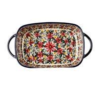 Pirofila 1900 ml Pirofile in Ceramica Resistente al Calore con Doppi Manici Stampo Rettangolare per Lasagne con Stampa Margherita Antiscivolo Lavabile Casseruola per Cucina al Forno