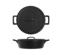 H&h pirofila 2 manici in stoneware tond22xh6,5 con coperchio