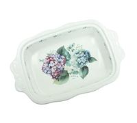 Pirofila da Forno in Ceramica Flora Brandani 51246 Grande Verde Rosa Casseruole da Forno Rettangolare 24,5x19,5cm Ortensia Floreale