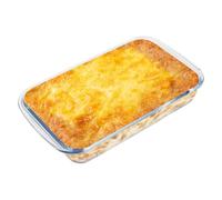 Pirofila da forno per lasagne da 1,6 l, in vetro, 29,5 x 17 x 5,2 cm, quadrati, per lasagne, gratin, tiramisù, lavabile in lavastoviglie, trasparente