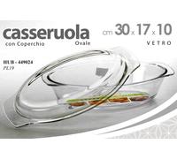 PIROFILA FORNO CON COPERCHIO CASSERUOLA TEGLIA Lasagnera OVALE VETRO 28.517h10