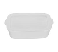 Pirofila in Ceramica Bianca Rettangolare da 800ml con Coperchio | Finitura Liscia e Design Moderno, Adatta per Casseruole e Contorni, Uso Quotidiano e Servizio a Tavola