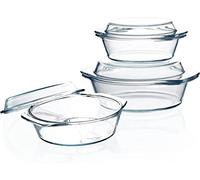 Pirofila in Vetro Con Coperchio - Set di 3 (0,65L + 1L + 1,4L)