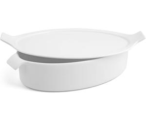 Pirofila Ovale in Porcellana Bianca con Coperchio cm.17x25 h.6