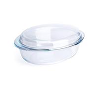 Pirofila ovale in vetro temperato, teglia in vetro temperato con coperchio in vetro. forno, congelatore e lavabile in lavastoviglie - 3,4 litri