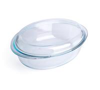 Pirofila ovale in vetro temperato, teglia in vetro temperato con coperchio in vetro, forno, congelatore e lavabile in lavastoviglie - 5 litri