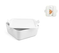 H+H Pirofila Quadra Porcellana Bianca 18xH7 cm con coperchio