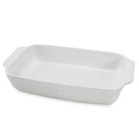Pirofila rettangolare di colore bianco di cm 30x18 con maniglie
