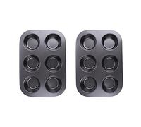 Pirofila, Set di 2 teglie for muffin antiaderenti di alta qualità, comode e facili da usare.(Black)