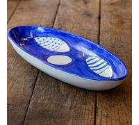Pirofila Sprolunga in Stile Vietrese 40x18 cm Dipinta a Mano con Decorazioni Blu, Elegante Tegame da Portata 0108251702