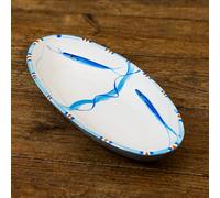 Pirofila Sprolunga in Stile Vietrese 40x18 cm Dipinta a Mano con Decorazioni Blu, Elegante Tegame da Portata 0108251700