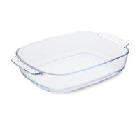 Guardini, Pirofila rettangolare con manici 38x25 cm - 3,8L, Vetro borosilicato, Resistente agli shock termici, Trasparente/Azzurro