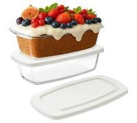 Navaris Pirofile da Forno - 2x Pirofila con Coperchio da 1,8 L - Teglie in Vetro Borosilicato - Teglia Rettangolare per Forno Microonde Lavastoviglie - Set Impilabile
