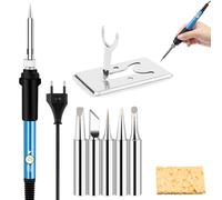 Pirografo per Legno, Kit Pirografia Legno, Pantografo per Legno, 60W Temperatura Regolabile, 5 Punte per Saldatore, Attrezzi Incisione Professionale per Intaglio/Saldatura/Goffrare/Arte DIY