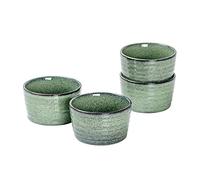 Pirottini Ceramica per Soufflé, UNICASA Pirottini da Soufflé in Porcellana 4 x 240ml per Muffin, Cupcake e Budini - Glassa di Reazione, Verde