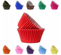 Pirottini colorati per cupcake, in carta oleata, 50 mm, per cupcake, muffin (50, rosso)