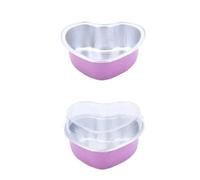 Pirottini Da Forno 50 pirottini in alluminio da 100 ml a forma di cuore for cupcake con coperchio, monouso for muffin, for torte, vassoi, stampi for(Pink)