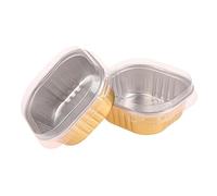Pirottini da forno quadrati in foglio di alluminio da 10 pezzi con coperchio Stampi for fodere for cupcake Scatola for torta da dessert con coperchio Strumenti for pasticceria