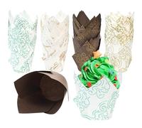 Pirottini di Carta per Muffin, 200 Pezzi Pirottini Muffin Tulipano, Pirottini per Cupcake Tulipani, Carta Antiaderente Muffin, Carta per Cupcakes per Matrimoni e Compleanni, Festa, 4 Colori