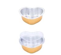 Pirottini in alluminio 50 pirottini in alluminio da 100 ml a forma di cuore for cupcake con coperchio, monouso for muffin, for torte, vassoi, stampi for(Rosegold)