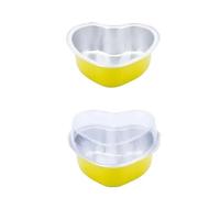 Pirottini in alluminio 50 pirottini in alluminio da 100 ml a forma di cuore for cupcake con coperchio, monouso for muffin, for torte, vassoi, stampi for(Yellow)