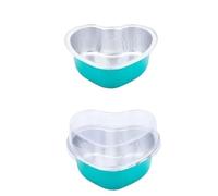 Pirottini in alluminio 50 pirottini in alluminio da 100 ml a forma di cuore for cupcake con coperchio, monouso for muffin, for torte, vassoi, stampi for(Blue)