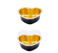 Pirottini in alluminio 50 pirottini in alluminio da 100 ml a forma di cuore for cupcake con coperchio, monouso for muffin, for torte, vassoi, stampi for(Blackgold)