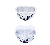 Pirottini in alluminio per dolci 50 pirottini in alluminio da 100 ml a forma di cuore for cupcake con coperchio, monouso for muffin, for torte, vassoi, stampi for(Cows)
