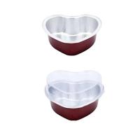 Pirottini in alluminio per dolci 50 pirottini in alluminio da 100 ml a forma di cuore for cupcake con coperchio, monouso for muffin, for torte, vassoi, stampi for(Winered)