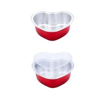 Pirottini in alluminio per dolci 50 pirottini in alluminio da 100 ml a forma di cuore for cupcake con coperchio, monouso for muffin, for torte, vassoi, stampi for(Red)