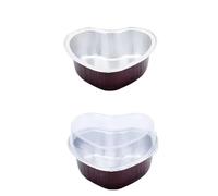 Pirottini in alluminio per dolci 50 pirottini in alluminio da 100 ml a forma di cuore for cupcake con coperchio, monouso for muffin, for torte, vassoi, stampi for(Coffee)