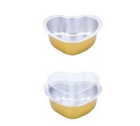 Pirottini in alluminio per dolci 50 pirottini in alluminio da 100 ml a forma di cuore for cupcake con coperchio, monouso for muffin, for torte, vassoi, stampi for(Gold)