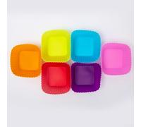 Pirottini in silicone per cupcake, 6 pezzi, quadrati, 7 cm | Set di 6 stampi quadrati, dimensioni 7 cm, rilascio antiaderente, silicone riutilizzabile, alternativa alla carta