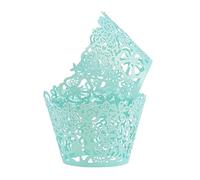 Pirottini per cupcake in pizzo, tagliati al laser, per cupcake, muffin, decorazioni per Natale, matrimoni, feste di compleanno, 50 pezzi (blu Tiffini)