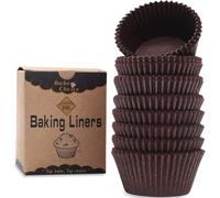 Pirottini Per Muffin Carta Standard,200 Pezzi Marrone,Sicurezza Alimentare & Rivestimento Antiaderente & Resistente al Grasso,per Feste,Dimensioni Standard