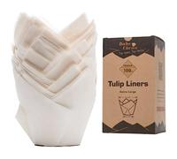 Pirottini per Muffin Carta Tulipano Grandi,100 Pezzi,Pirottini per Muffin Carta Bianco,per Feste & Natale,Grande Dimensione