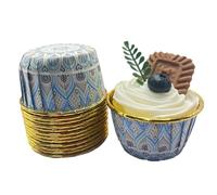 Pirottini per torte, Pirottini for Muffin E Cupcake In Alluminio Multicolor 50 pz(Blue)