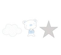 Pirulos 16213014 - Applique ricamato, motivo orsetto Star, 32 x 90 cm, colore: bianco/blu