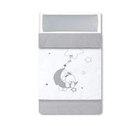 Pirulos 34013120 - Sacco copripiumino, motivo luna, in cotone, 72 x 142 cm, colore: bianco e grigio