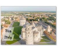 Pisa, Italia, Famosa Torre Pendente e Cattedrale di Pisa in Piazza Dei Miracoli. Summer Morning Hours, Vista aerea, Magnete da Frigorifero