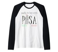 Pisa, la torre pendente, disegnata a mano, Italia amore Maglia con Maniche Raglan